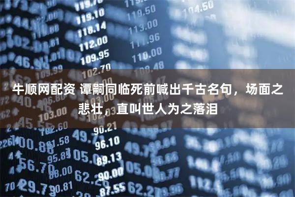 牛顺网配资 谭嗣同临死前喊出千古名句，场面之悲壮，直叫世人为之落泪