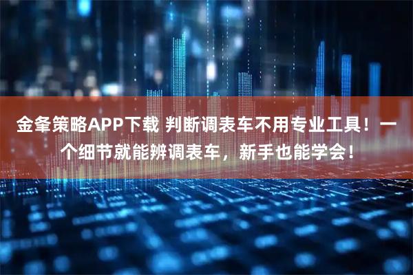 金夆策略APP下载 判断调表车不用专业工具！一个细节就能辨调表车，新手也能学会！