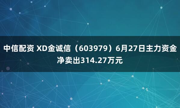 中信配资 XD金诚信（603979）6月27日主力资金净卖出314.27万元